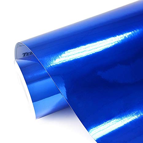 TECKWRAP 11.5" x 55" Blue Chrome Mirror Vinyl Wrap Film Vinyl Rolls with Air Release (Blue)