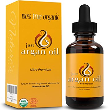 Just Argan Oil - Nature's Pure Organic Moroccan Moisturizer For Her Hair Skin Face Nails and Body Health (4oz)