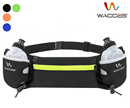 Wacces Hydration Running Belt with 2 BPA Free Water Bottles – Fits iPhone 6/7 Plus and Galaxy S8 Series