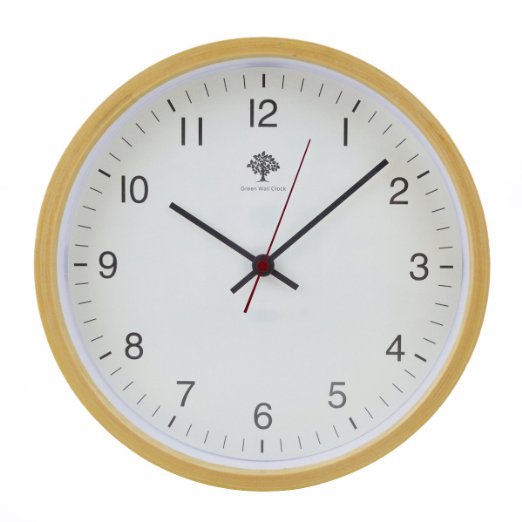 Hippih Silent Wall Clock Wood 8-inches Non Ticking Digital Quiet Sweep Decorative Vintage Wooden Clocks(white)