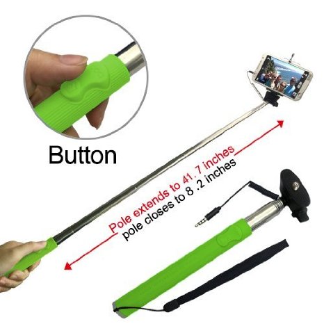 Looq System DG-L001 Third Generation Extendable Selfie Monopod for Android and iOS Smart Phones - Green
