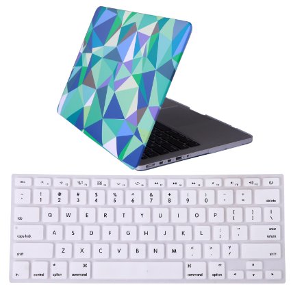 HDE MacBook Pro 13" Retina Case Hard Shell Cover Designer Pattern   Keyboard Skin - Fits 13.3" Apple Mac (No CD Drive) Model A1425 / A1502 (Geo Triangles)