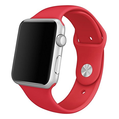 Apple Watch Sport Band 38mm, Marge Plus Soft Silicone Replacement Sport Style Band for Apple Watch Models iWatch Band Strap 38mm Red-M/L