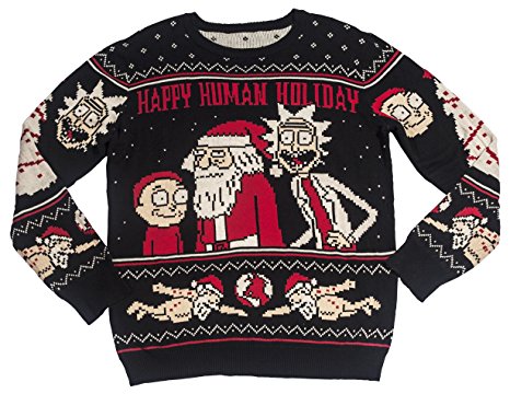 Ripple Junction Rick and Morty Happy Human Holiday Adult Knit Sweater
