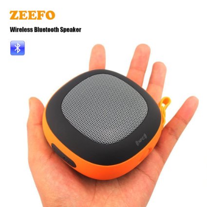 ZEEFO Portable NFC Compatibility Ultra Portable Wired/ Wireless Bluetooth Speaker with Built-in Microphone And Outdoor Hook For Indoor and Outdoor Sport Compatible All Bluetooth Devices Use Orange