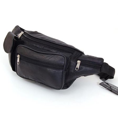 Leather Fanny Pack Waist Bag Folding Water & Phone Pockets Adj up to 52" Belt NW