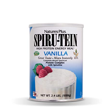 Natures Plus Spirutein Shake - Vanilla Flavor - 2.4 lbs, Spirulina Protein Powder - Plant Based Meal Replacement, Vitamins and Minerals for Energy - Vegetarian, Gluten Free - 32 Servings