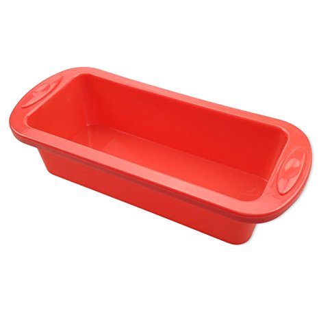 Silicone Bread Loaf Pan, SILIVO Rectangle Cake Pan Baking Mould 8.9 x 3.7-Inches Non-Stick Bakeware Perfect for Soap, Bread, Pie, Chocolate, Pizza, Cake FDA-Approved BPA free Microwave Dishwasher safe
