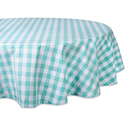 DII 100% Cotton, Machine Washable, Dinner, Summer & Picnic Tablecloth, 70", Aqua & White Check, Seats 4 to 6 People