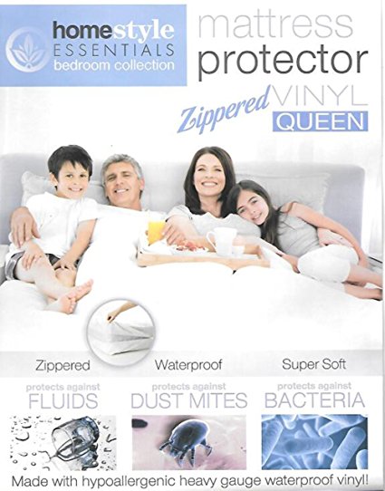 Mattress Protector - Waterproof and Dust Mite Proof Durable Super Soft Zippered Vinyl Mattress cover - Queen