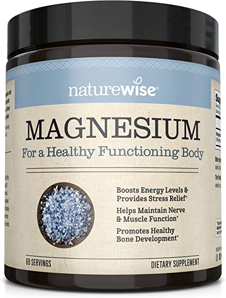 NatureWise Magnesium Powder | Nerve & Energy Support from Magnesium Citrate with Natural Strawberry Flavor for Heart Health, Improved Sleep, and Strong Bone Formation (69 Servings – 2 Month Supply)