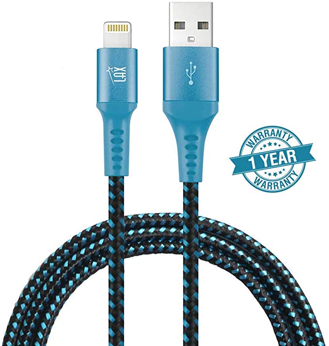 LAX iPhone Charger Lightning Cable - [Mfi Certified] Durable Braided Apple Lightning USB Cord for Latest iOS Including iPhone 11/11 Pro Max/ 11 Pro/XS/XS Max/X, iPad, iPod & More