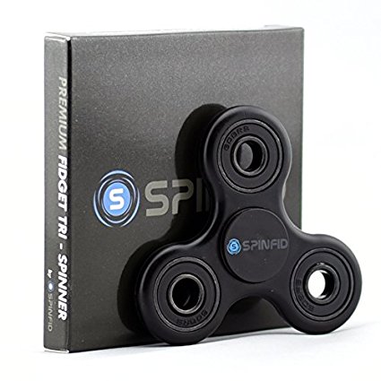 Fidget Spinner Toy by Spinfid 2017 UPGRADED Premium Quality (Non 3D Printed) Ultra Durable Frame, Long Spin Times Dirt Resistant - Matte Black