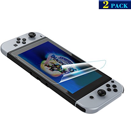 Nintendo Switch screen protector by GameWill, Pack of 2 Nintendo Transparent Screen Guards Anti-Scratch &Premium HD