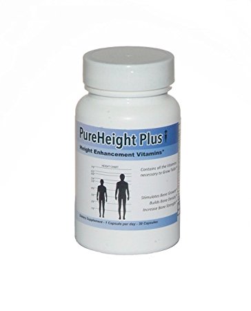 PureHeight Plus  The #1 Height Enhancement Formula - Helps You Grow Taller - Plus Hyaluronic Acid and MSM which Prevents Inflammation and Arthritis Joint Pain, Increases Bone Strength, Builds Bone Density, Stimulates Bone Growth (1 Bottle - 30 Capsules)