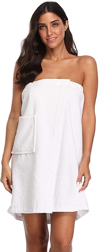 The Bund Women's Spa Towel Wrap,100% Cotton Shower Bath Body Wrap with Pocket