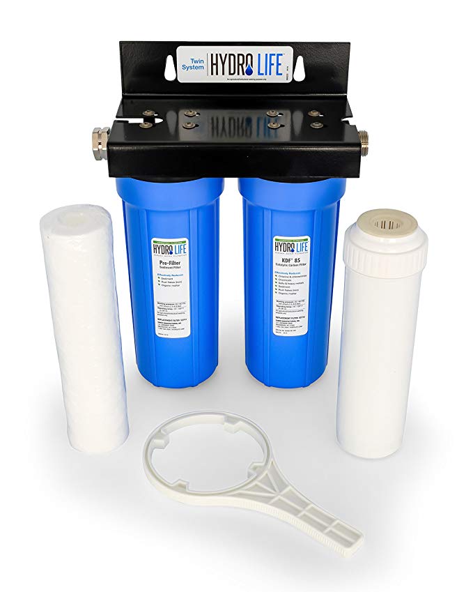Camco Hydro Life Premium Dual Water Filtration System - Filters Sediment Chlorine & More |Perfect for Organic Fruits and Vegetables & Urban Gardens | Helps Create More Vibrant Flowers - (52710)