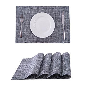 Set of 4 Placemats,Placemats for Dining Table,Heat-resistant Placemats, Stain Resistant Washable PVC Table Mats,Kitchen Table mats(Smoky Grey)
