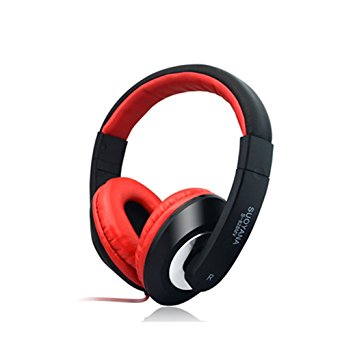 SUOYANA S-828 Wired Stereo Headphone Sound and Over-ear Headset with Mic-- (Red)
