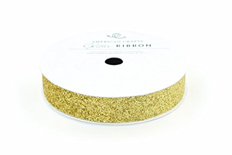 Ribbon Glitter Solid Gold 5/8"