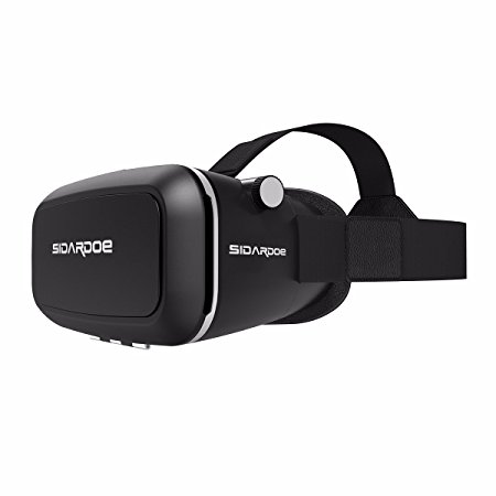 SIDARDOE 3D VR Glasses, Virtual Reality Headset for iPhone 6 6s Plus Samsung HTC Sony and Other Android Smartphones Black