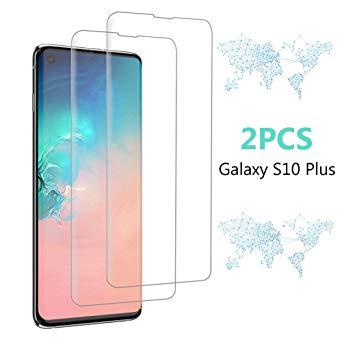 NovOpus Glass Screen Protector for Samsung Galaxy S10 Plus, Full Screen Coverage Screen Protector, 3D Curved Tempered Glass, HD Clear Anti-Bubble Film with Easy Installation Tray (2 Packs)