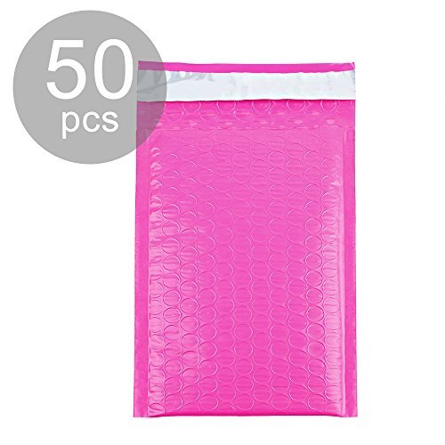 Fu Global 4x8-Inch Poly Bubble Mailer Pink Self Seal Padded Envelopes Pack of 50
