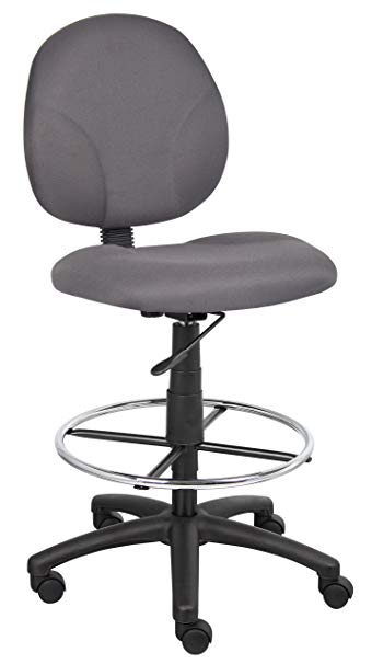 Boss Office Products B1690-GY Stand Up Fabric Drafting Stool without Arms in Grey