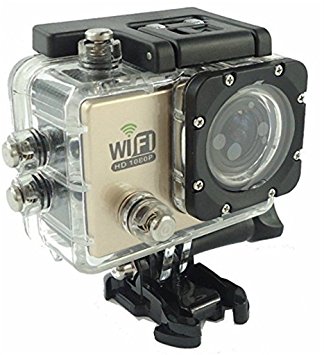 KingCool WiFi 12MP Full HD 1080P DVR Camcorder 2.0 inch 170 Degree Waterproof Sports Action Camera(Gold)