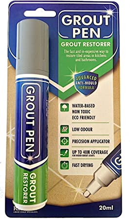 Large Grout Pen - Revives & Restores Stained Tile Grout Leaving a Clean Fresh Look (Grey)