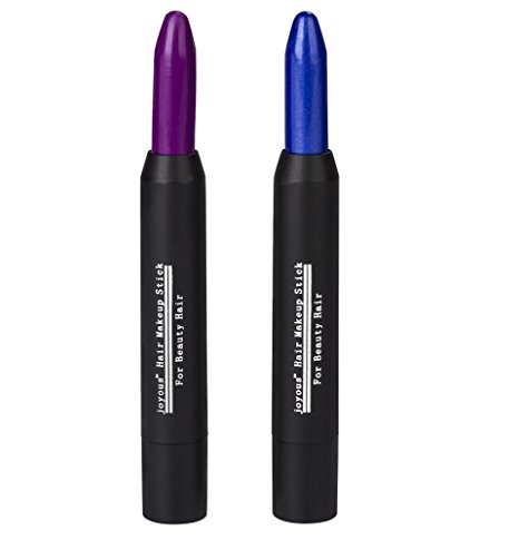 Professional Hair Chalk Temporary Hair Dye Non-toxic Hair Color Crayon Cover White Hair Color Patch (2packs-blue-purple)
