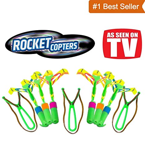 As Seen On TV' Rocket Copters by Idea Village - The Amazing Slingshot LED Helicopters (Packaging May Vary)