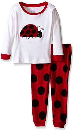 Elowel Little Girls "Ladybug" 2 Piece Pajama Set 100% Cotton (6M-8 Years)