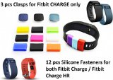 The DigiHero 12 pcs Silicone Fasteners for FITBIT ChargeFITBIT Charge HR Wristband AND 3pcs Clasps BlackBlueSlate for Fitbit Charge Wristband ONLY 12 pcs3 pcs