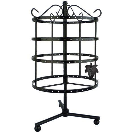 MyGift 4 Tiers Black Rotating Spin Table 92 pairs Earring Organizer  Jewelry Display Stand