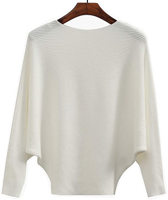 YEKEYI Women's Sweater Off Shoulder Batwing Sleeve Loose Pullover Knit Jumper Tops