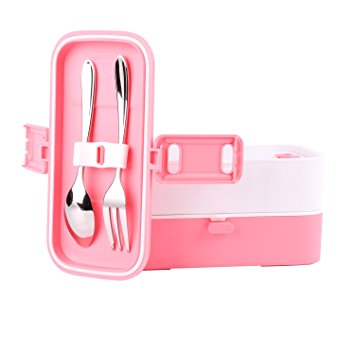 Lunch Box for Kids Adults,Leak-Proof FDA-Approved Microwave Dishwasher Freezer Safe with Lids All-in-One 2 Layers Meal Prep Bento Food Storage Containers (Pink)