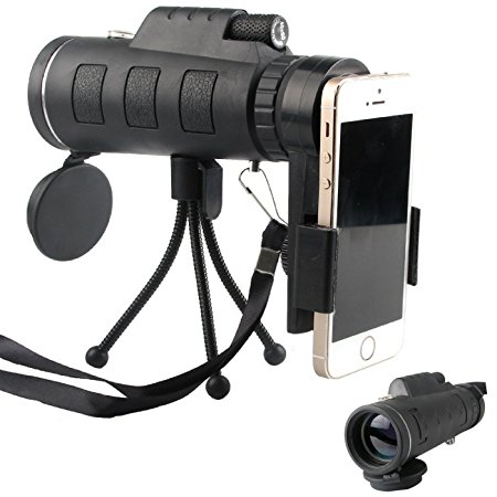 40X60 High Power Magnification Monocular Scope Telescope With Phone Holder and Tripod / Clear and Bright View / For Bird Watching / Wildlife / Hiking / Surveillance / Camping / Premium Quality.