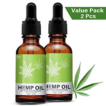 (2 Pack) Hemp Oil for Pain, Stress & Anxiety Relief, Natural Organic Hemp Oil Drops for Better Sleep, Mood & Stress - (5000MG) 100% Pure Herbal Hemp Extract - Vegan Fatty Acids Omega 6 & 9