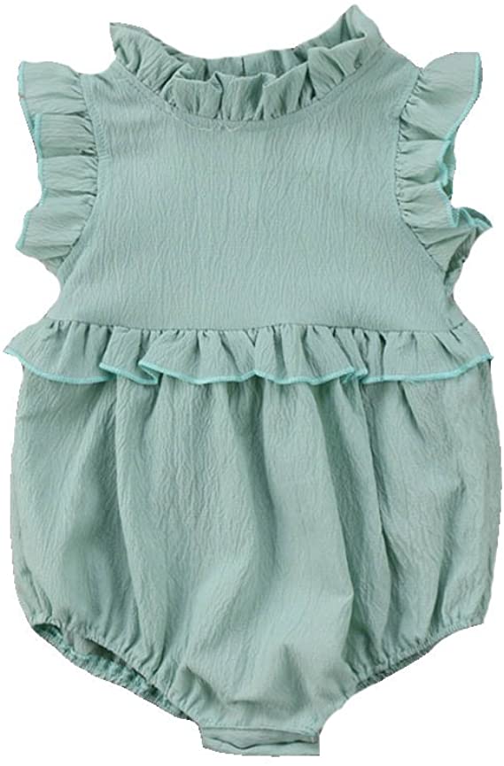 Weixinbuy Toddler Baby Girl Ruffled Collar Sleeveless Romper Jumpsuit Clothes