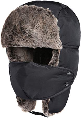 Odema Unisex Women Men Trooper Hat Ear Flap Bomber Hat Winter Fur Hunting Hat