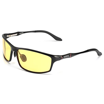 Soxick® Men's HD Polarized Night Driving Glasses (Black Frame/Yellow Lens-5)