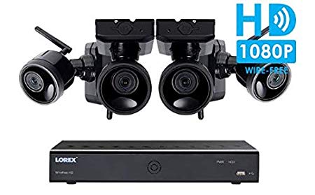 Lorex Wire Free Camera System, 6 Channel DVR, 4 Rechargeable Wire Free Cameras, 95' Night Vision, 2-Way Audio Speaker-Mic