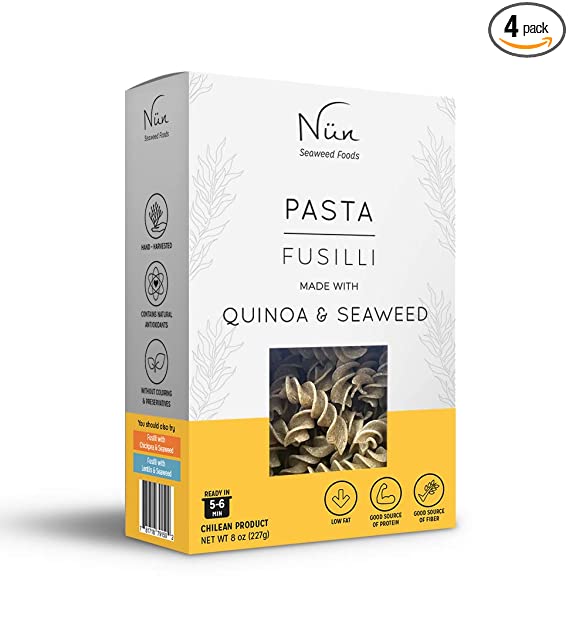 Nun Pasta Pack – Seaweed Pasta – 8 oz – Legume and Grain Pasta Variety Pack – Sustainably Made Pasta with Chilean Seaweed (Quinoa) (Fusilli) (Pack of 4)