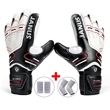 Youth&Adult Goalie Goalkeeper Gloves,Strong Grip for The Toughest Saves, With Finger Spines to Give Splendid Protection to Prevent Injuries,Free 1 Pair of Wristband&Elbow Pads,3 Colors
