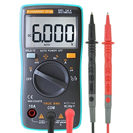 KASUNTEST Mini Auto Ranging Digital Multimeter 6000 Counts TRMS Portable Multitester OHM/Hz/Temp/Duty Cycle/Continuity Tester AC/DC Measuring Tester With backlit