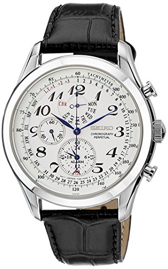 Seiko Men's SPC131 Silver Leather Quartz Watch