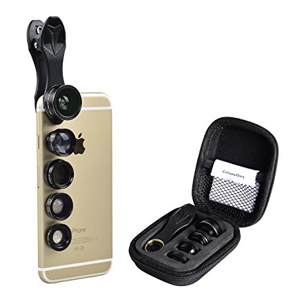 Cell Phone Camera Lens Kit Apexel 5 in 1: Wide Angle  Macro Fisheye Telephoto CPL for iPhone Camera Lens, Samsung Camera Lens, and most Smartphone Camera Lens.