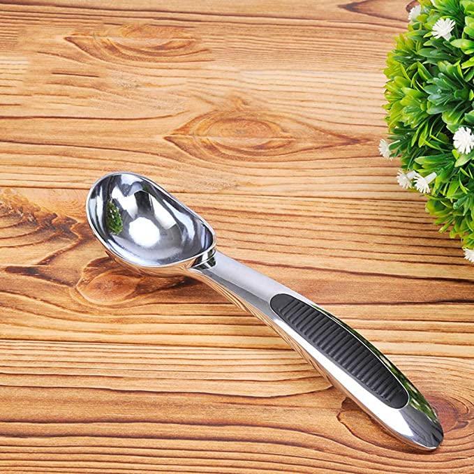 Holidel Ice Cream Scoop, Zinc Alloy Metal Ice Cream Scooper with Non Slip Handle, Dishwasher Safe Cookie Scoop for Cookie Dough, Stuffing, Cupcake, Sobert, with 4 Tea Spoons Floral Design