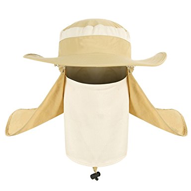 Surblue Wide Brim Summer Outdoor Sun Protection Fishing Cap Neck Face Flap Hat